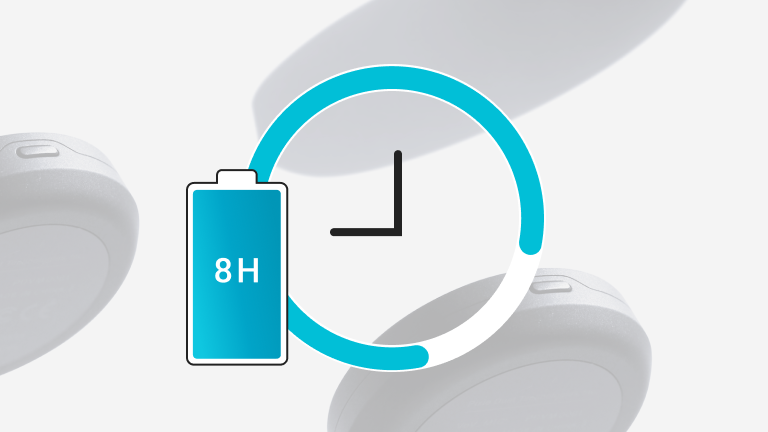 連続約8時間使用可能で長時間バッテリーライフ